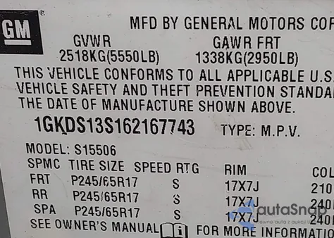 2006 GMC Envoy Slt z USA, uszkodzony, nr VIN 1GKDS13S162167743